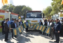 Green Trucking Revolution Begins JK LAKSHMI CEMENT FLAGGED OFF BLUE ENERGY MOTORS LNG TRUCKS AT A CEREMONY CONDUCTED AT THEIR PLANT IN JK PURAM, SIROHI